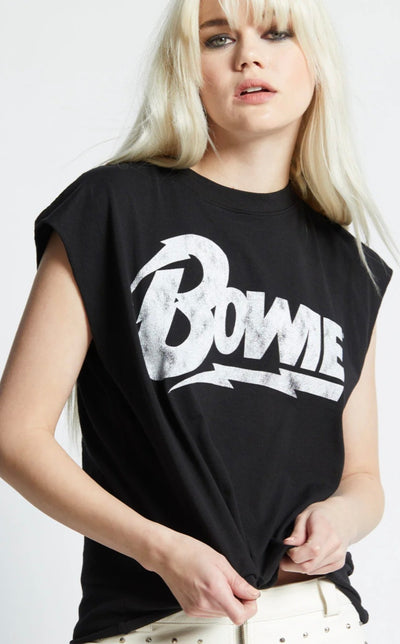 RECYCLED KARMA Bowie Cut Off Sleeve Tee