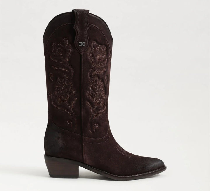 SAM EDELMAN RUE Western Boot In Cafe Noir Suede