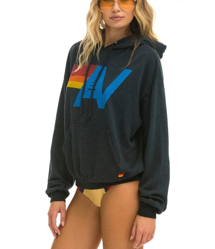 AVIATOR NATION LOGO PULLOVER RELAXED HOODIE - CHARCOAL