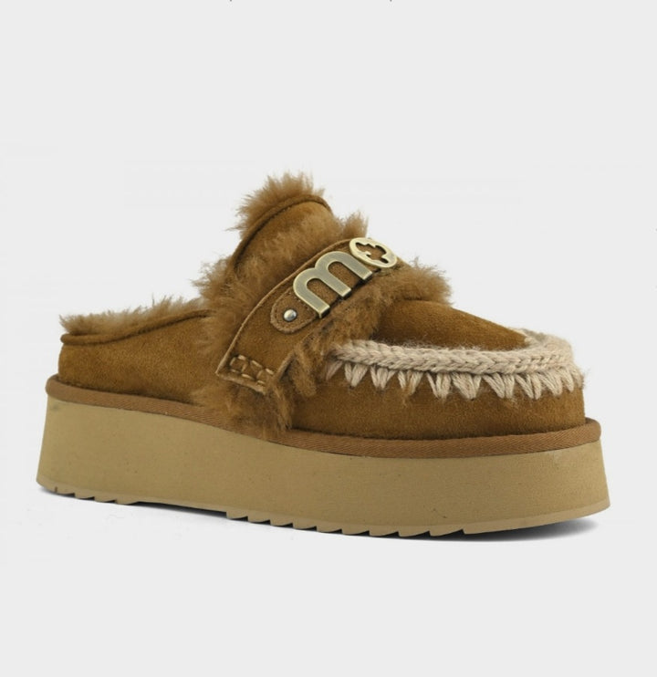 MOU Platform clog with strap logo Congac