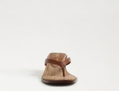 SAM EDELMAN Dollie Thong Sandal Rich Cognac Leather