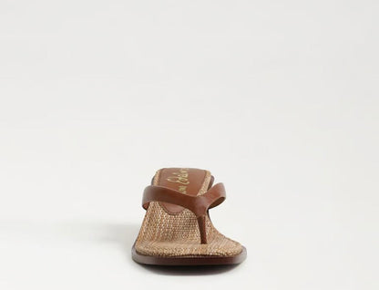 SAM EDELMAN Dollie Thong Sandal Rich Cognac Leather