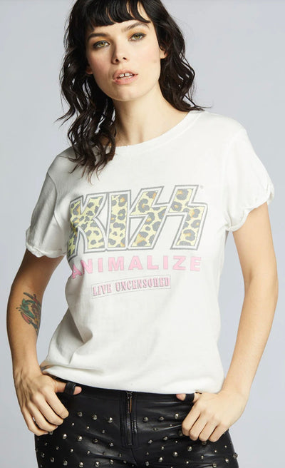 RECYCLED KARMA KISS Animalize Uncensored Tour White Vintage Tee