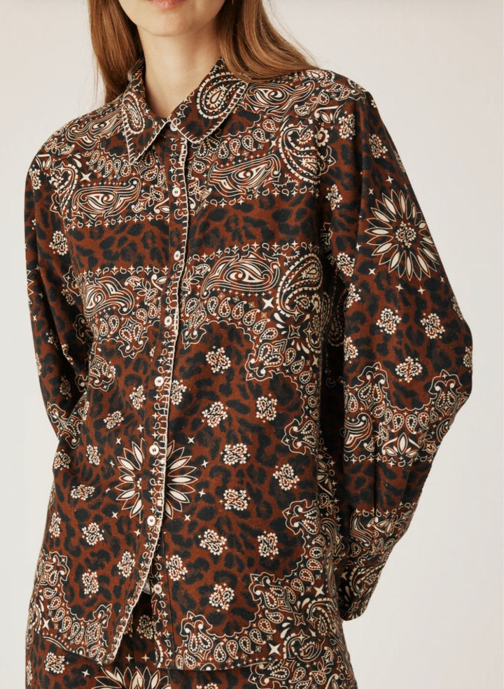 ARIZONA LOVE Leopard Bandana Shirt Brown