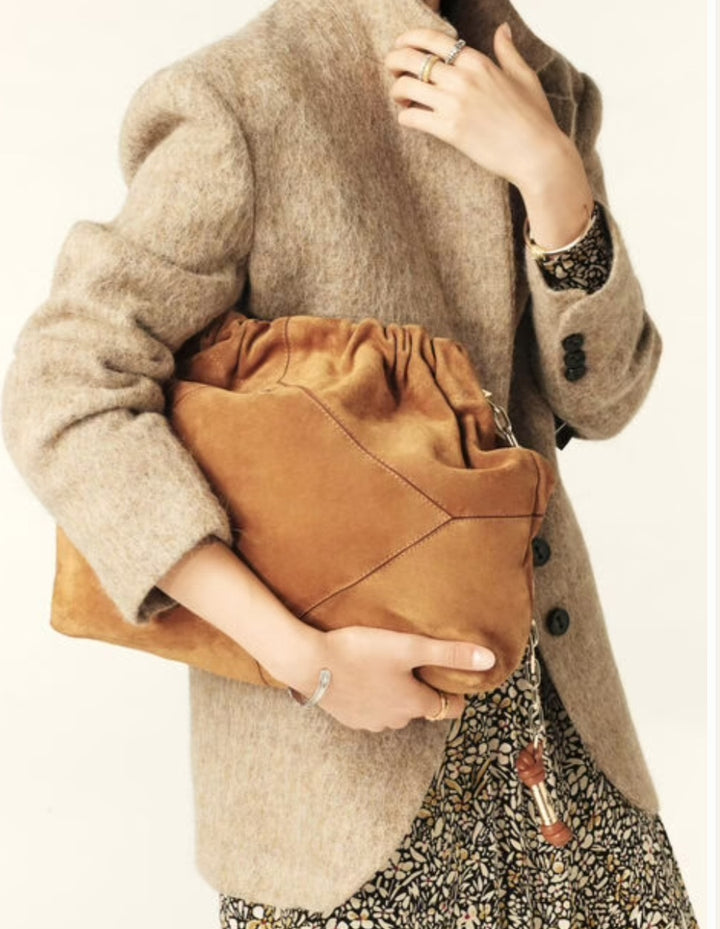 BA&SH JUNE TOTE BAG Suede Congac