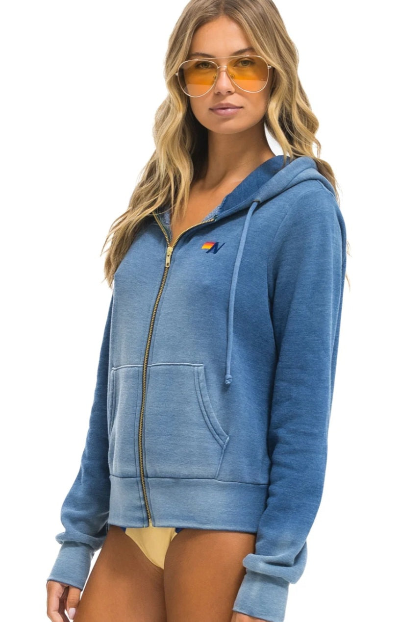 AVIATOR NATION ESSENTIAL ZIP HOODIE - FADED WATER