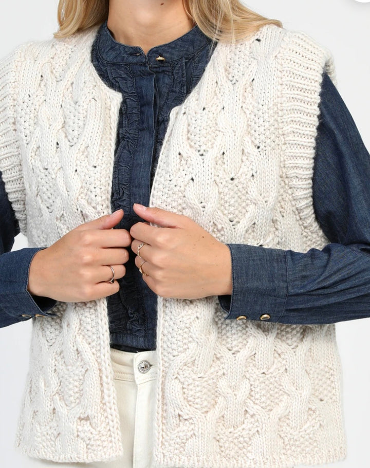 ANGE CARDIGAN SANS MANCHE LAJOIA ecru