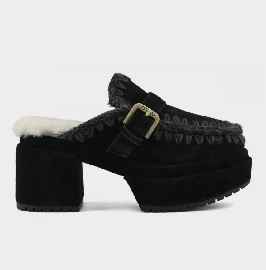 MOU Platform Clog Buckle Strap
Black