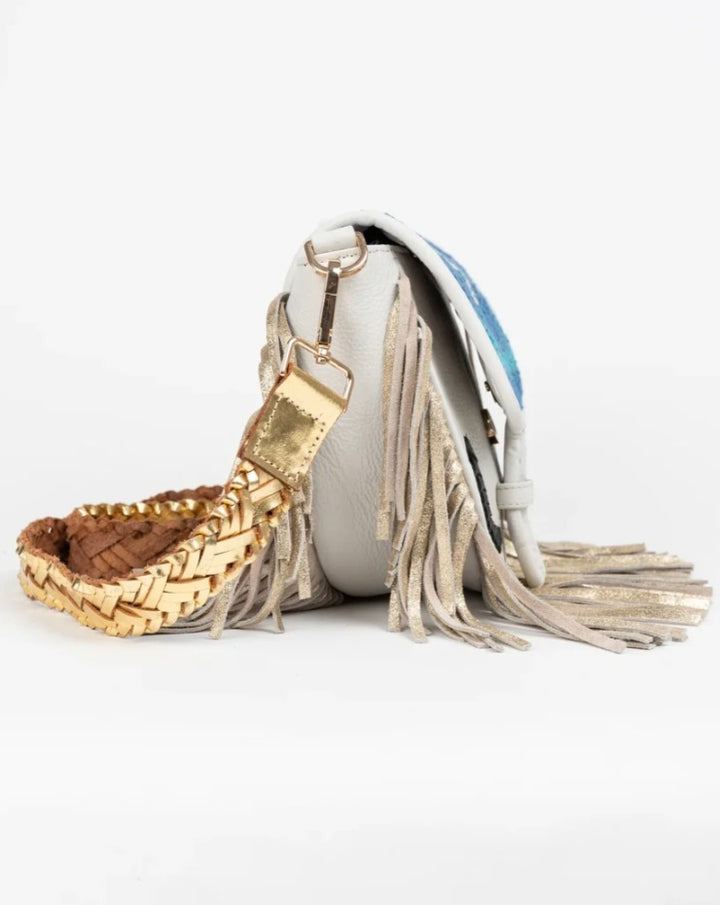 PITI CUITI SOHO SHOULDER BAG Cream/ Blues Embroidery