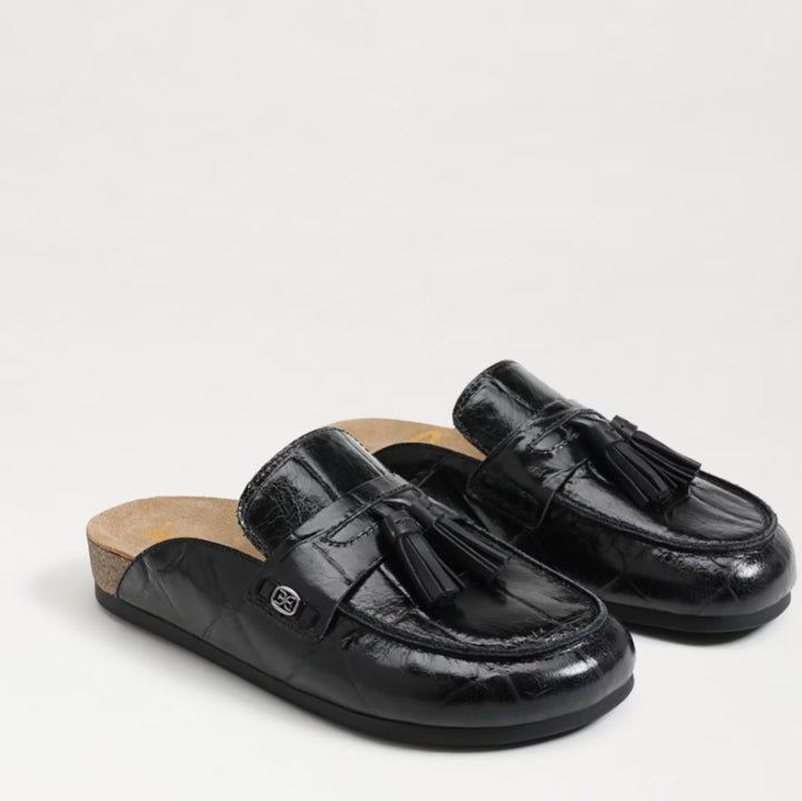 SAM EDELMAN Astrid Mule Black Croco Leather