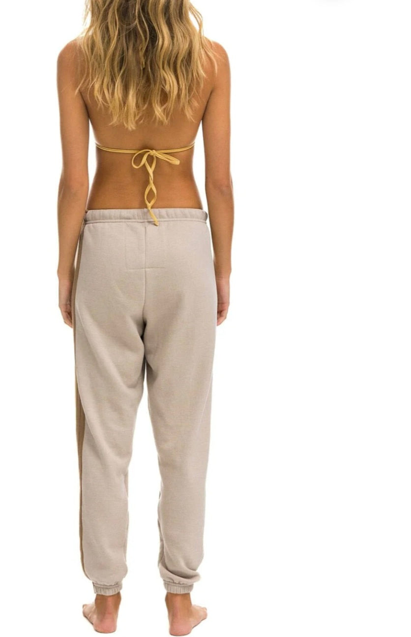 AVIATOR NATION 5 STRIPE SWEATPANTS -  SAND / TAN