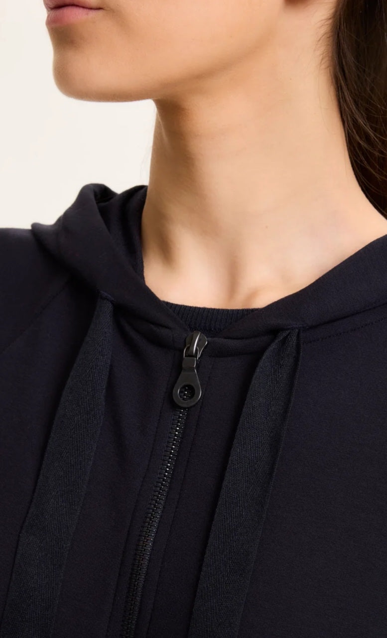 MAJESTIC FILATURES Black hooded sweatshirt with long Raglan sleeves in Viscose / Elastane