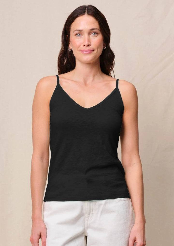 STATESIDE Supima Slub Jersey V-Neck Cami in Black