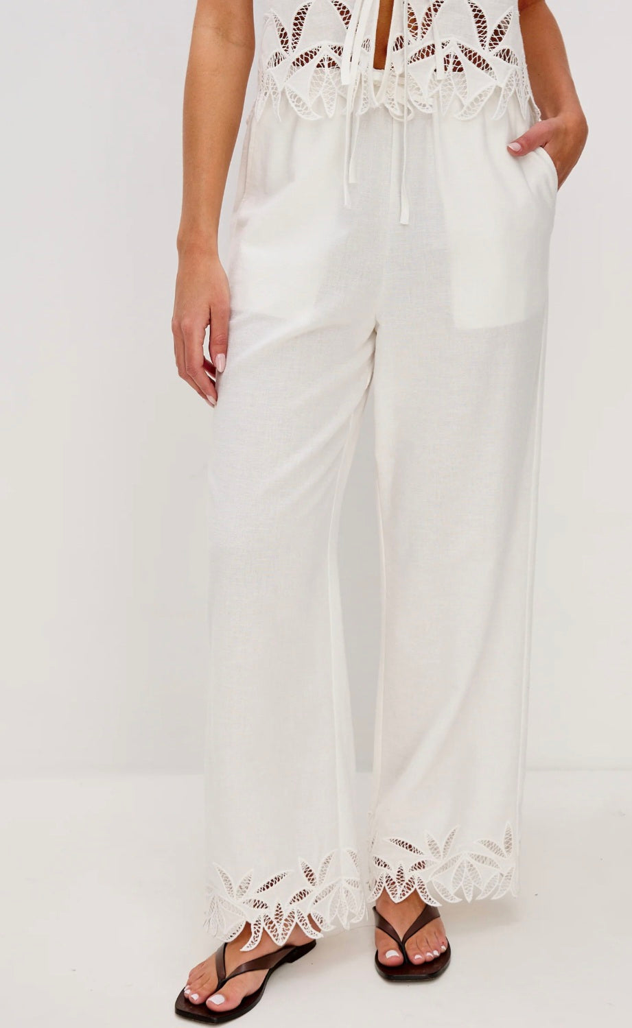 RAILS Emmie Pant White Palm Embroidery