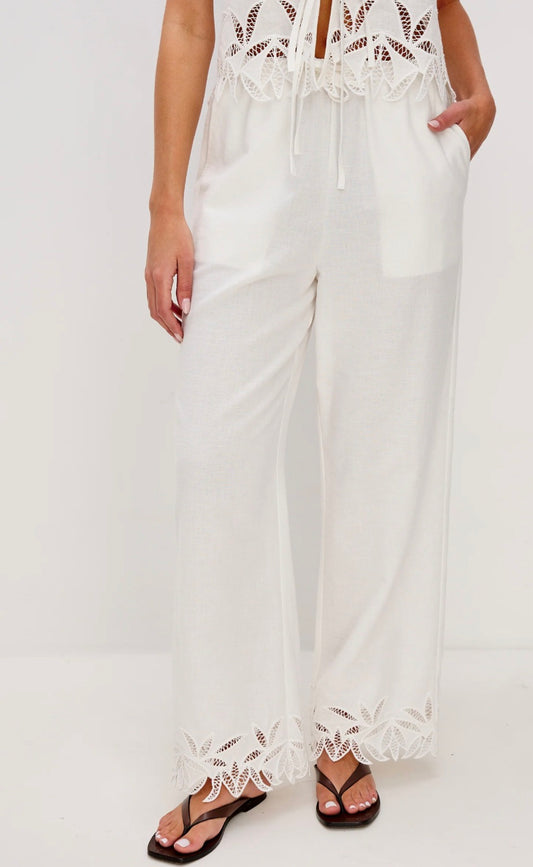 RAILS Emmie Pant White Palm Embroidery