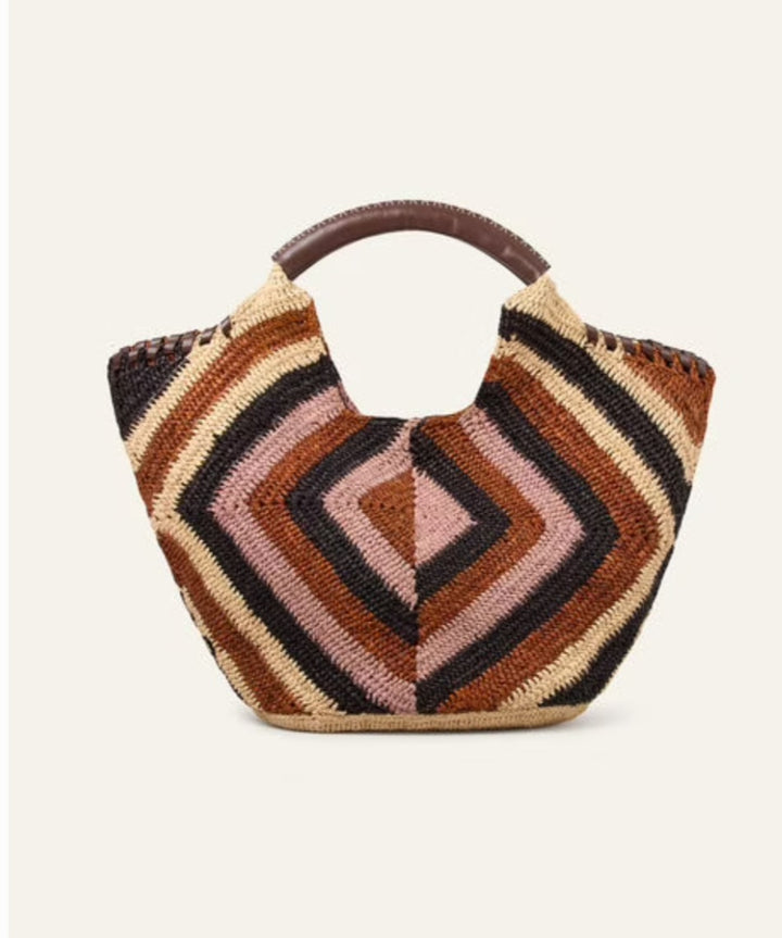 BA&SH ARA large basket bag colorful rhombus