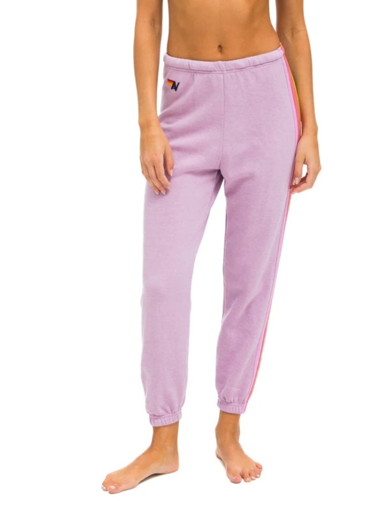 AVIATOR NATION 5 STRIPE SWEATPANTS - MAUVE