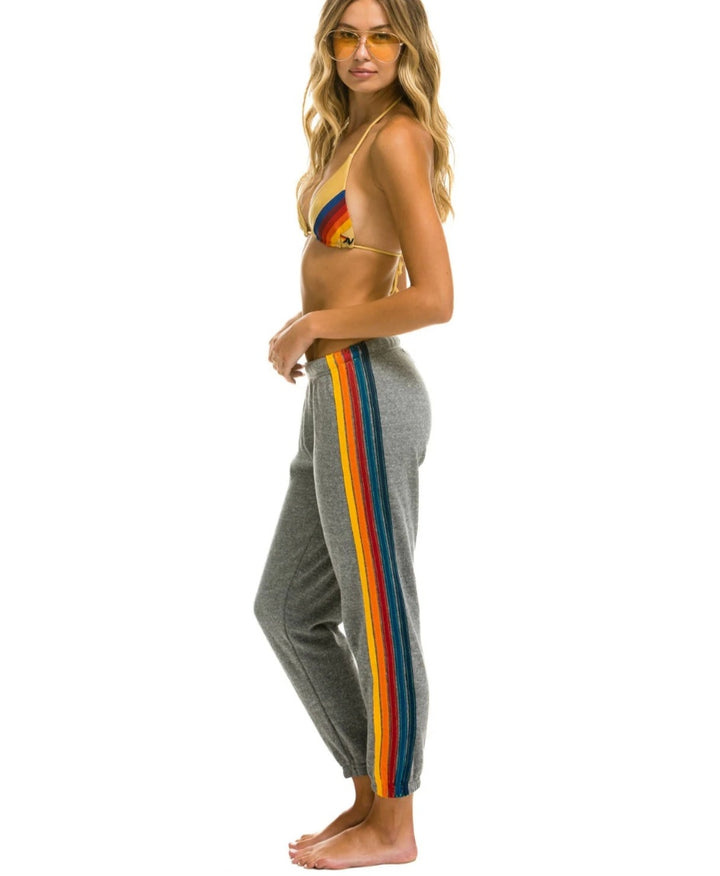 AVIATOR NATION 5 STRIPE SWEATPANTS - HEATHER GREY