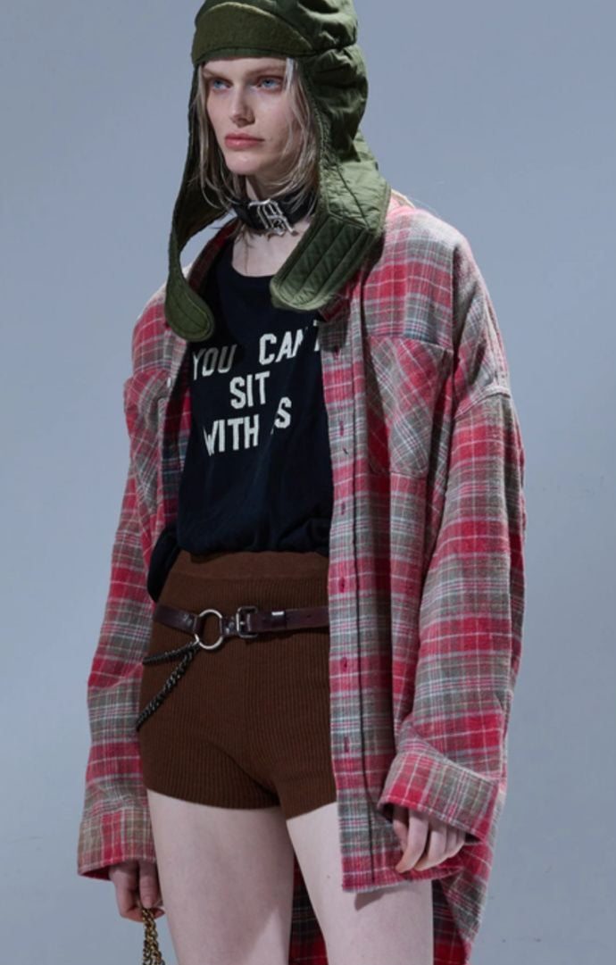 R13 OVERSIZED PLAID SHIRT Pink / Teal