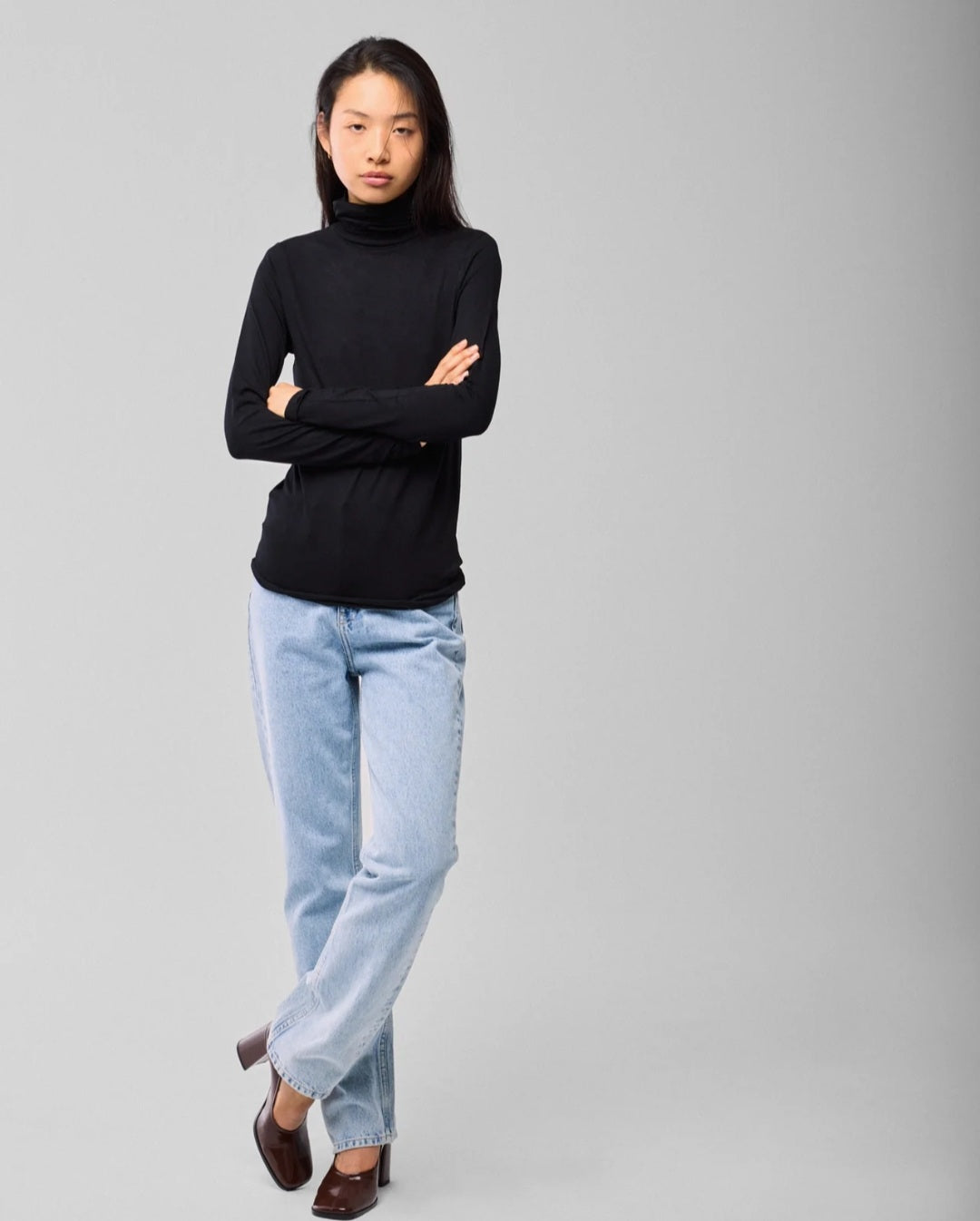 MAJESTIC FILATURES High Neck Shirt  Long Sleeve Black