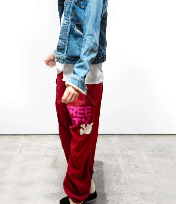 FREECITY FLAP/SNAP FREECITYLARGE MATTE/SATIN AIRJUMP PANT - red plant