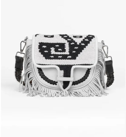 PITI CUITI SOHO SHOULDER BAG Black/ Cream Embroidery