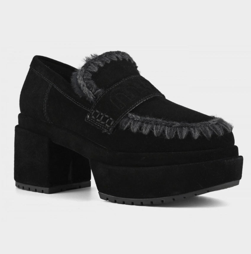 MOU Platform loafer suede colour Black