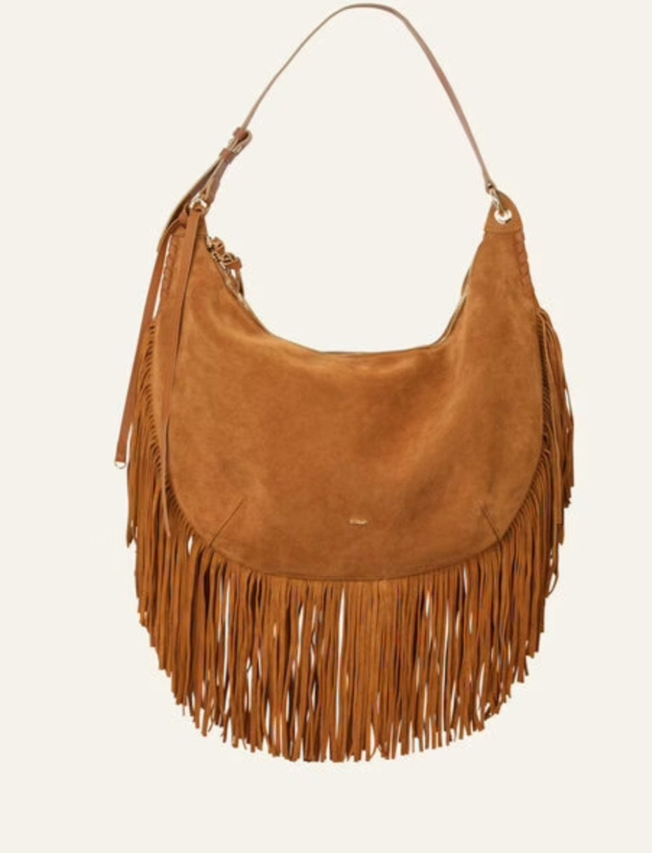 BA&SH SWING BAG XL Suede Congac