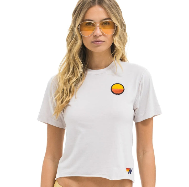 AVIATOR NATION SUNSET PATCH BOYFRIEND TEE - DOVE