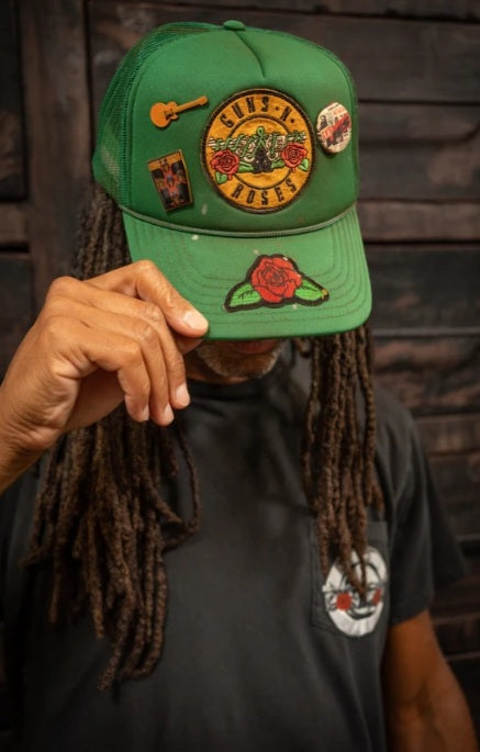 MADEWORN GUNS N' ROSES GREEN TRUCKER HAT