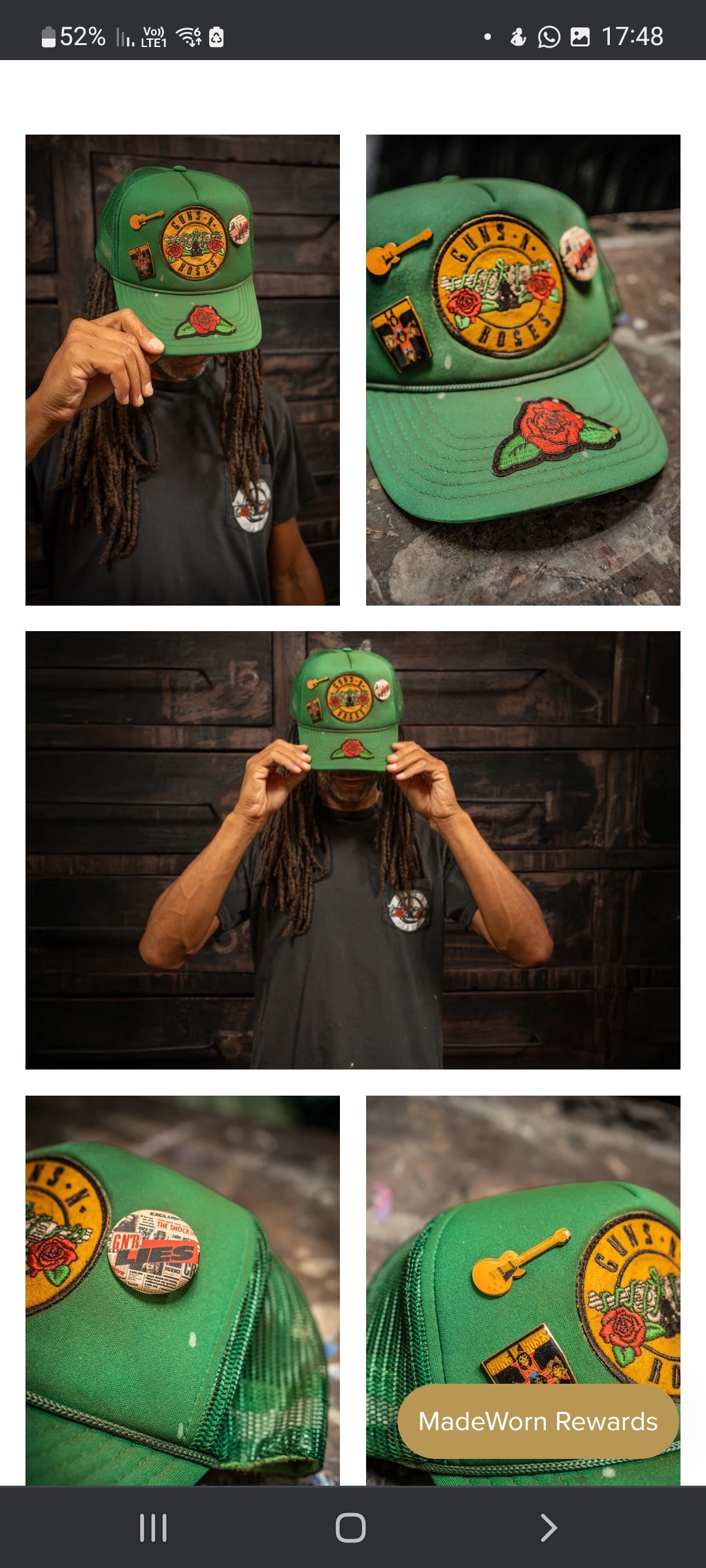 MADEWORN GUNS N' ROSES GREEN TRUCKER HAT