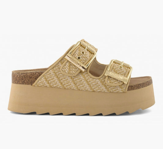 COLORS OF CALIFORNIA IRVI Metallic raffia platform