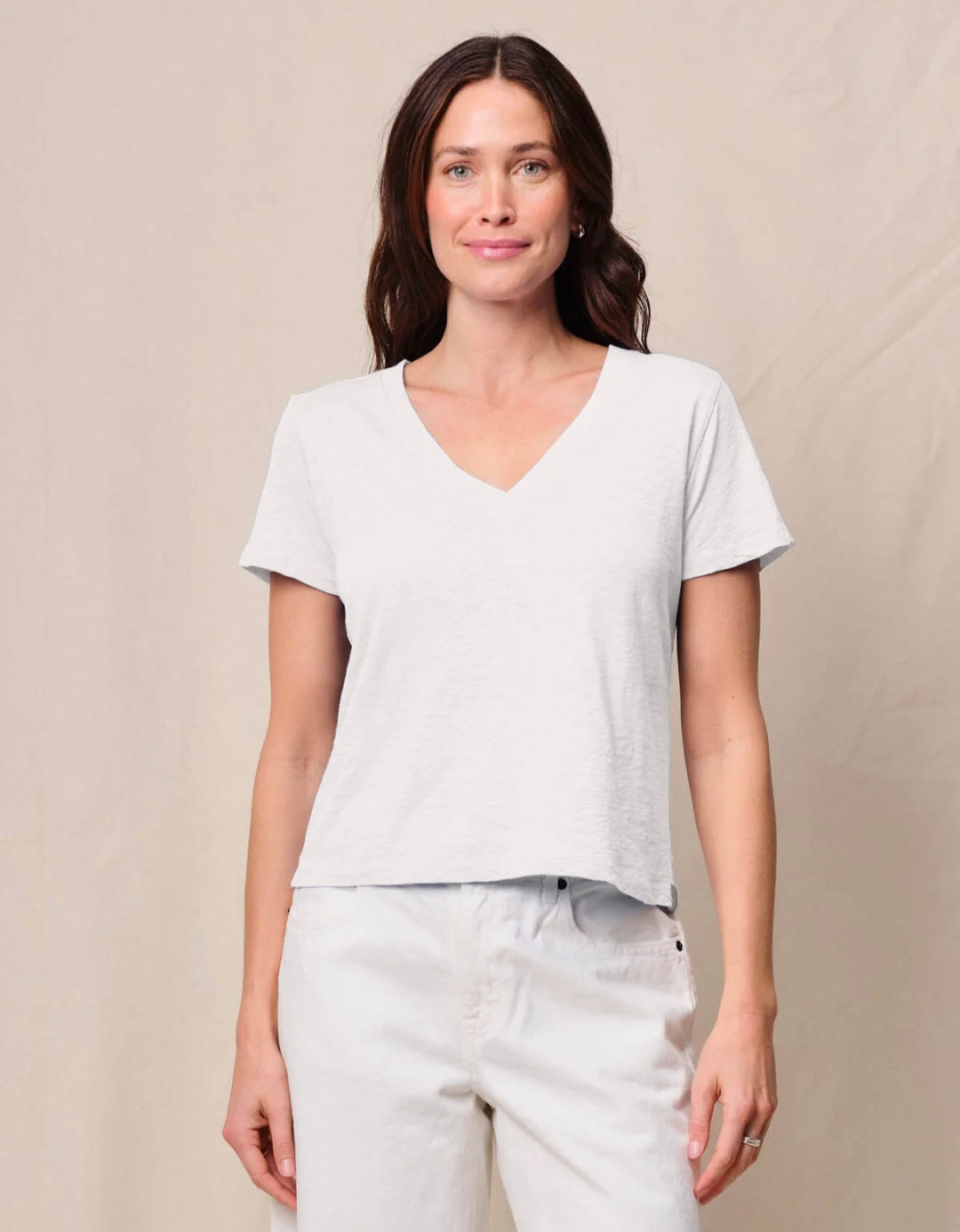 STATESIDE Cloud Jersey V Neck Tee White
