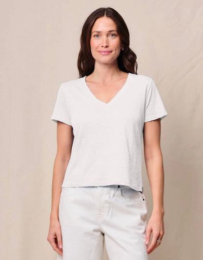 STATESIDE Cloud Jersey V Neck Tee White