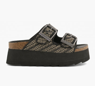 COLORS OF CALIFORNIA IRVI Black Metallic raffia platform