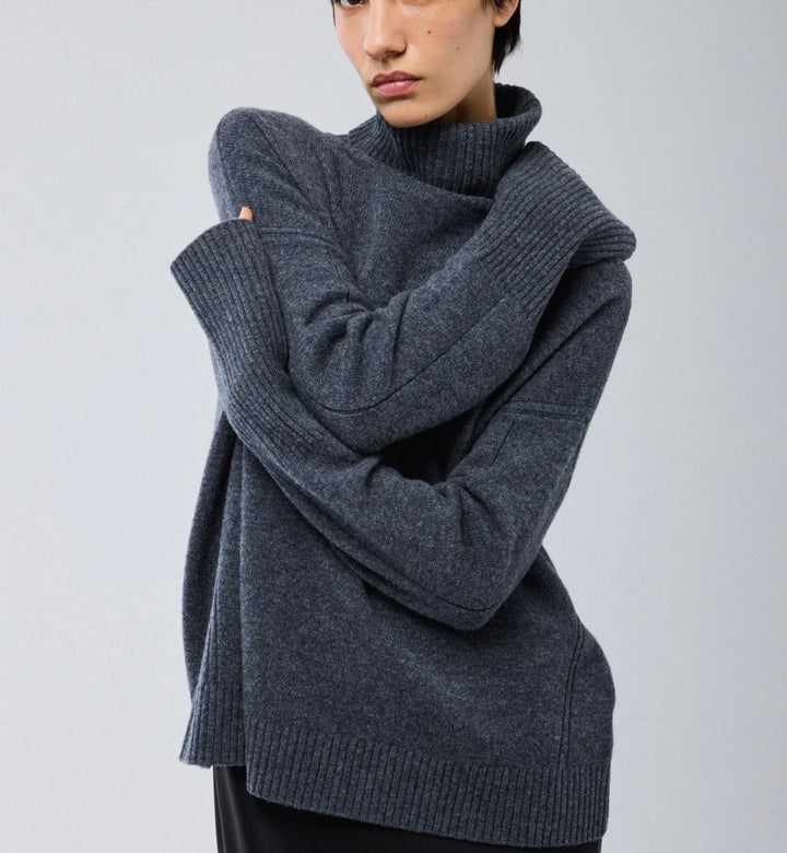 MAJESTIC FILATURES Merino Wool Turtleneck Sweater Grey