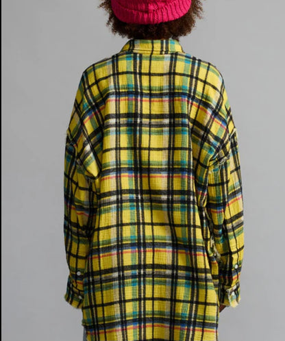R13 SHREDDED SEAM PLAID SHIRT