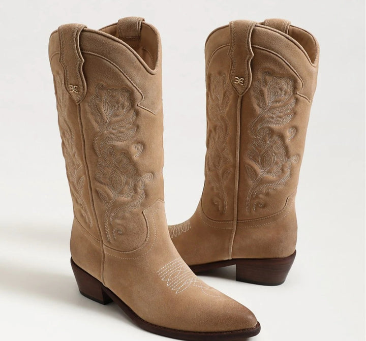 SAM EDELMAN RUE Western Boot In Cyprus Tan Suede