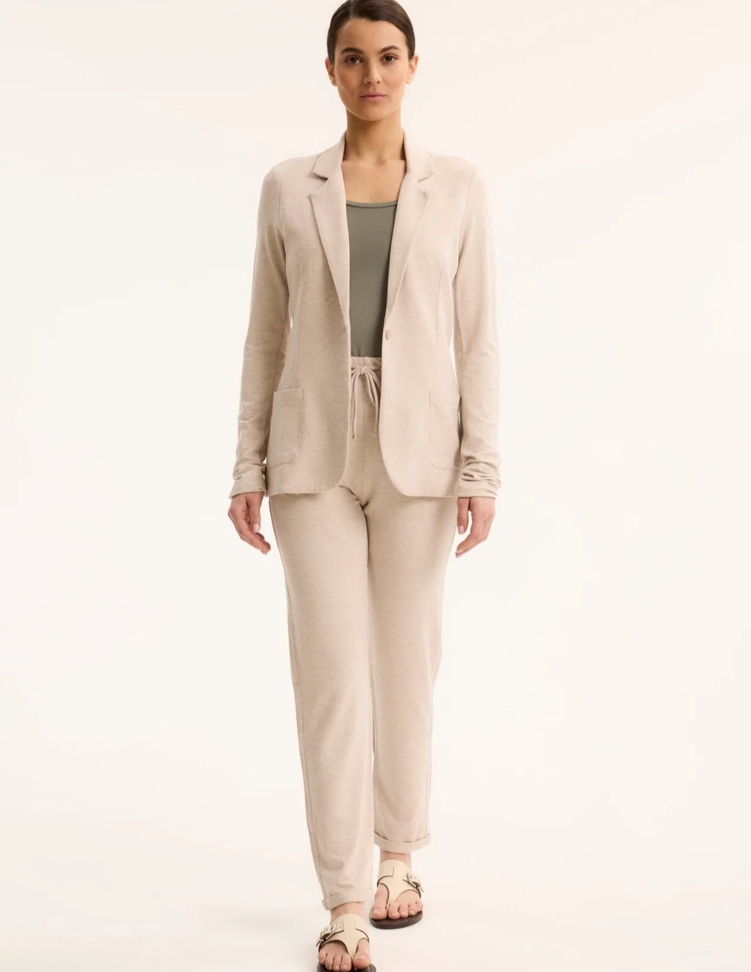 MAJESTIC FILATURES Blazer in Viscose and Elastane Ecru
