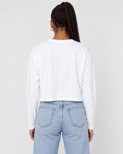STATESIDE Cloud Jersey Long Sleeve Boxy Crew – White