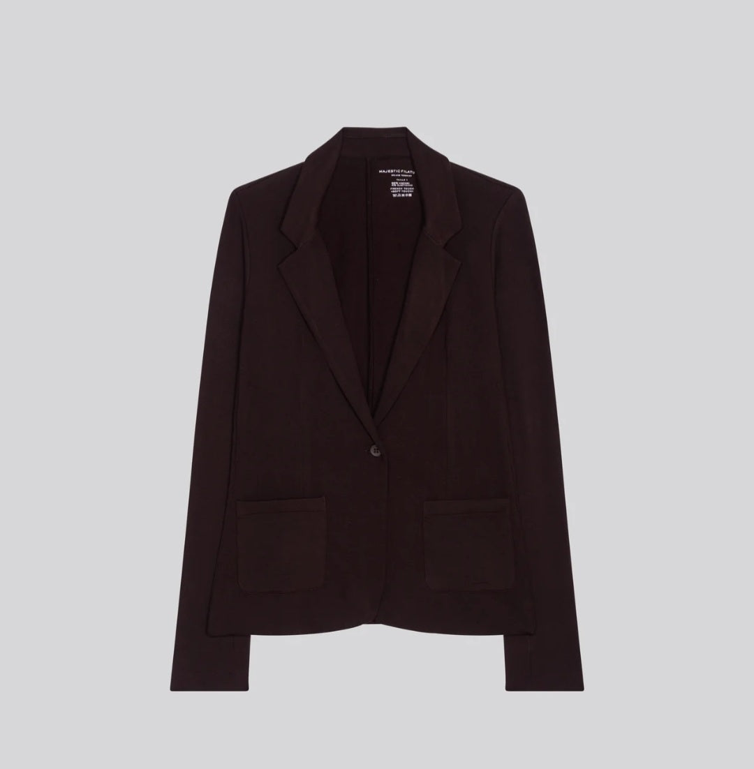 MAJESTIC FILATURES Blazer in Viscose and Elastane Coffe