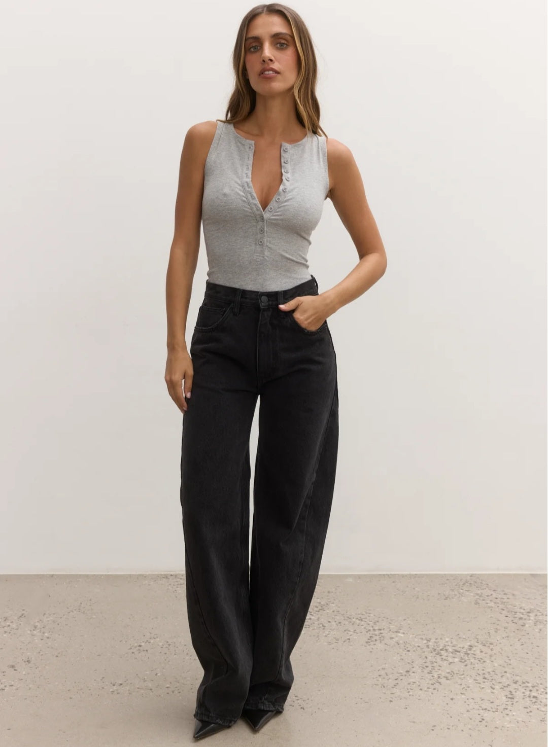 BAYSE AURORA BODYSUIT -  GREY MARLE