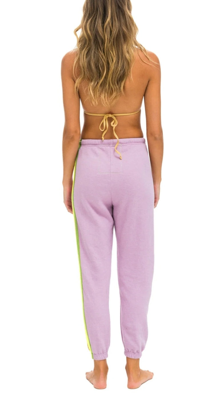 AVIATOR NATION 5 STRIPE SWEATPANTS - MAUVE