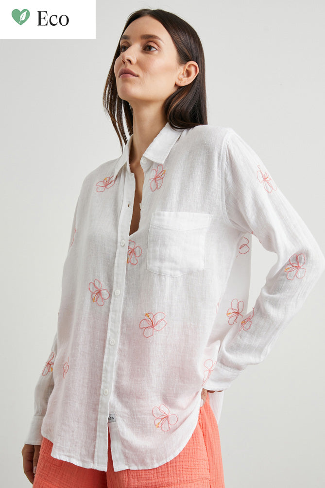 Rails Charli Shirt With Hibiscus Embroidery Details