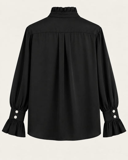 Exetera Black Ruffle Blouse