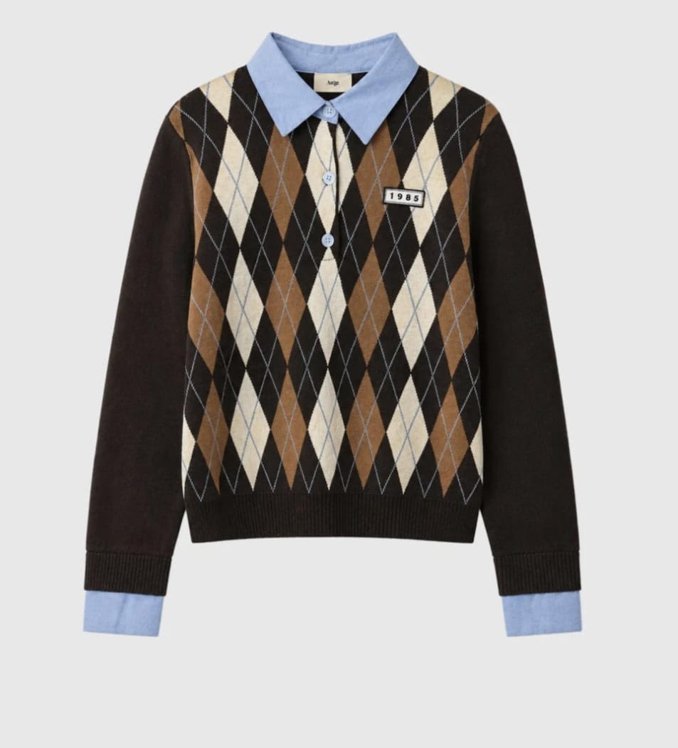ANGE NATHA Marron Knit Polo Shirt