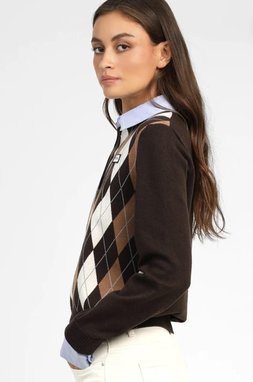 ANGE NATHA Marron Knit Polo Shirt
