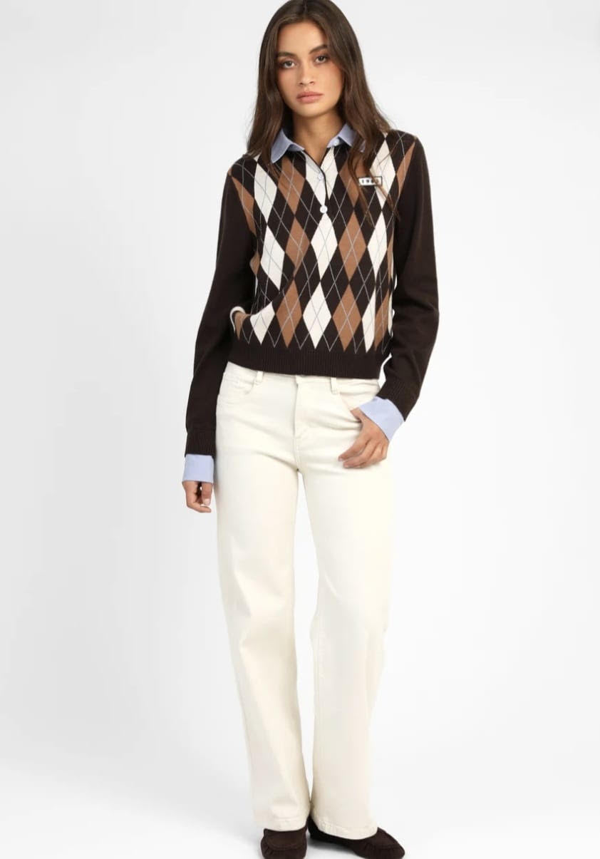 ANGE NATHA Marron Knit Polo Shirt
