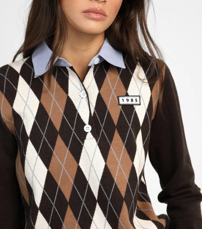ANGE NATHA Marron Knit Polo Shirt