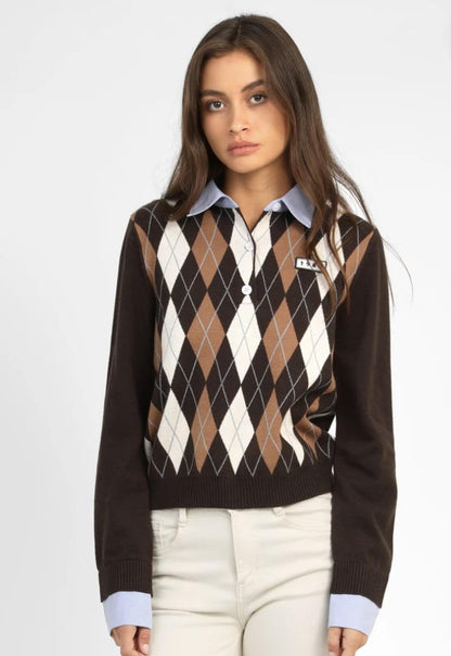 ANGE NATHA Marron Knit Polo Shirt